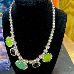 NWOT. Vintage Liz Claiborne black and Silvertone necklace.  17.5”